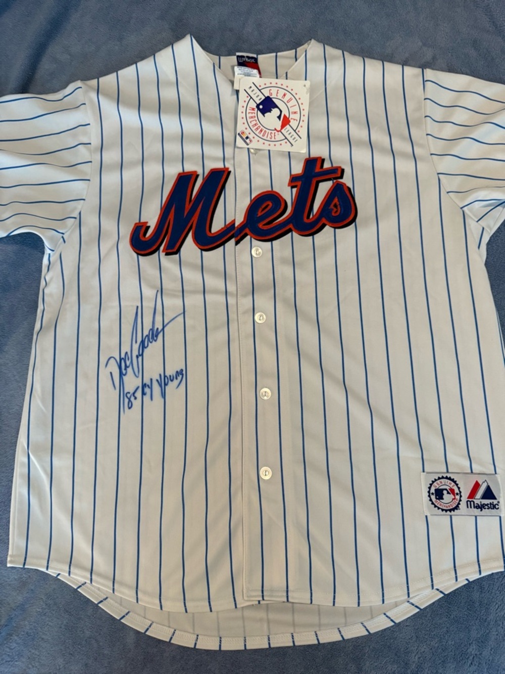 New York Mets doc Gooden signed jersey with cy young inscription xl NWT